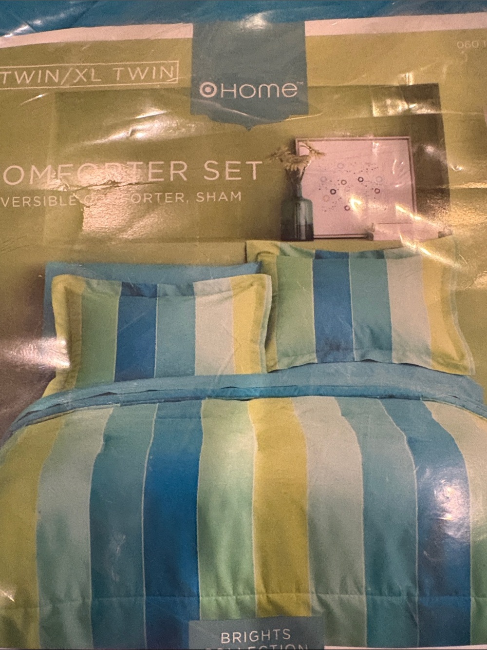 NEW Target Teal Blue & Green Stripe Reversible (Blue) TWIN XL Comforter Set